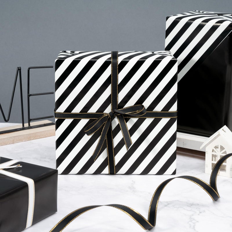 WRAPAHOLIC 30 Inch Reversible Navy Blue Wrapping Paper - Navy Blue and Stripes Wrapping Paper for Birthday, Holiday, Wedding, Baby Shower - 30 inch x 33 feet - Image 3